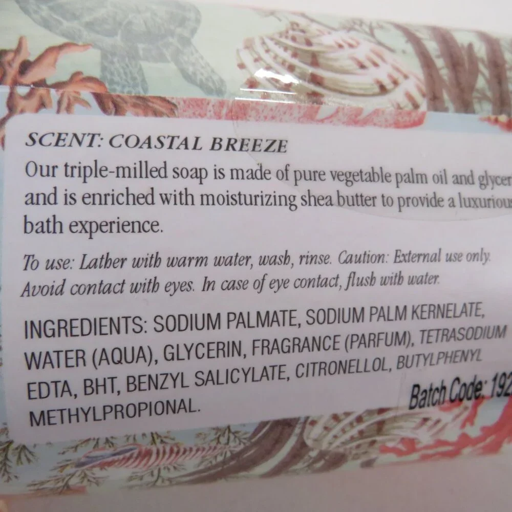 Hannah's Garden Coral & Shells Bar Soap 10.5oz Triple Milled Soap Shea Butter